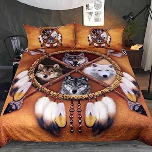 Wolf Cotton Bed Sheets Spread Comforter Bedding Set