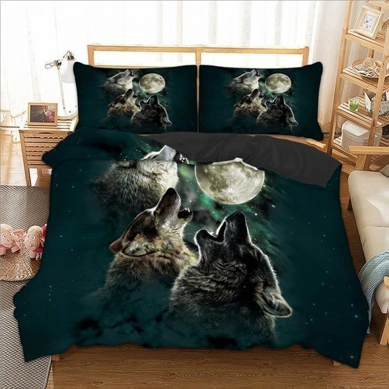 Wolf Cotton Bed Sheets Spread Comforter Bedding Set