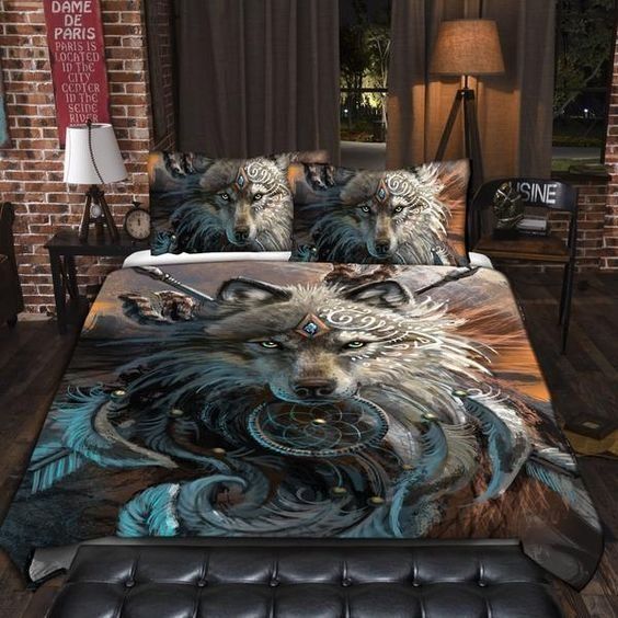 Wolf Cotton Bed Sheets Spread Comforter Bedding Set