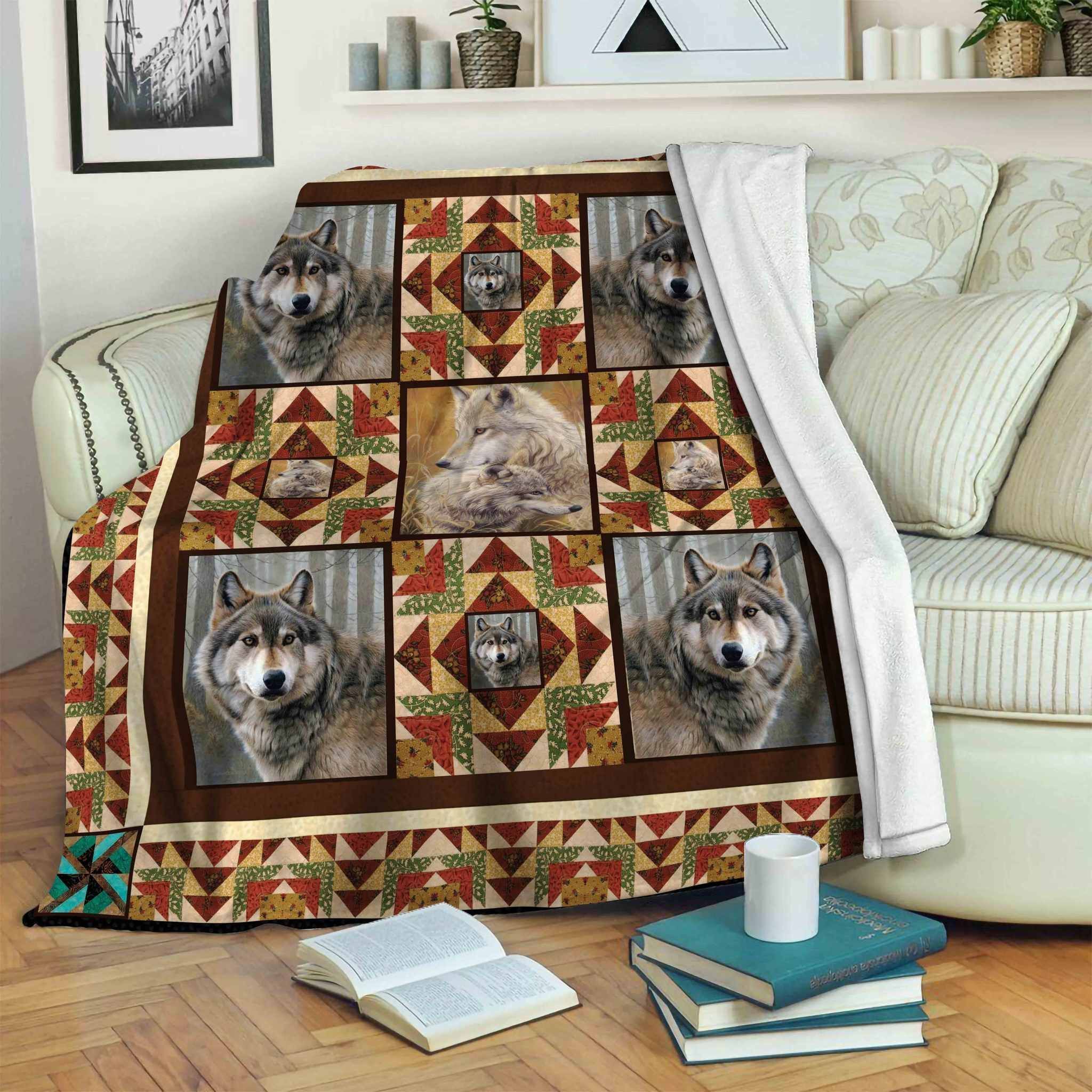 Wolf Sherpa Fleece Blanket