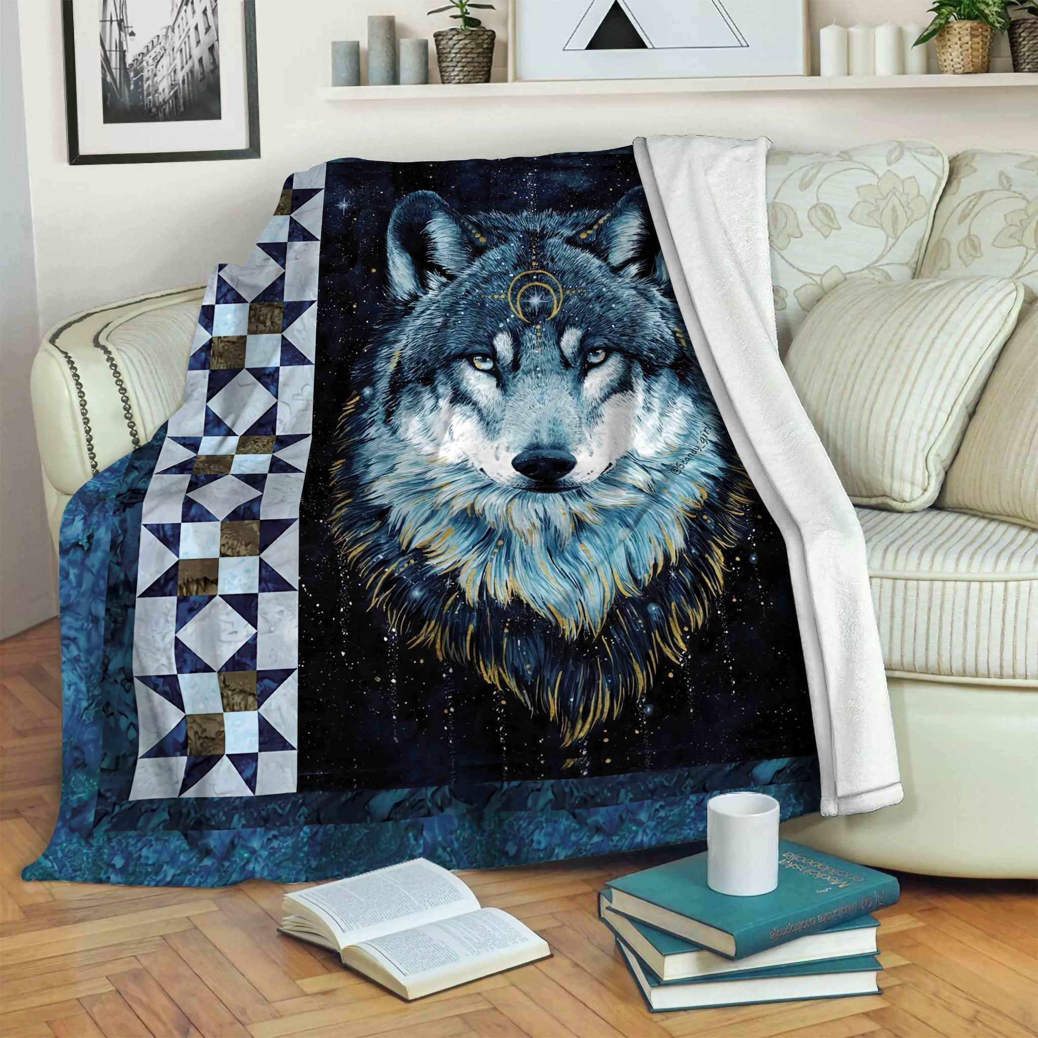 Wolf Sherpa Fleece Blanket
