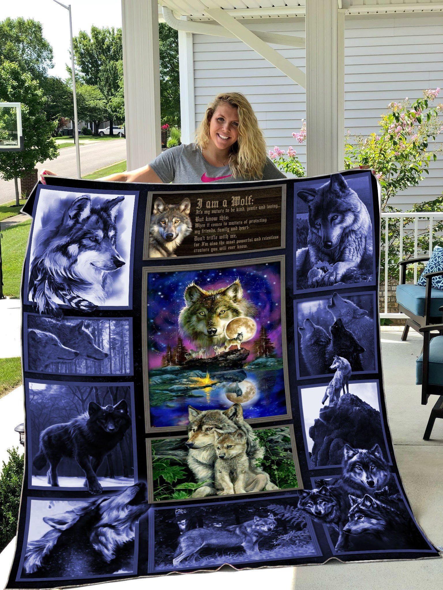 Wolf Sherpa Fleece Blanket