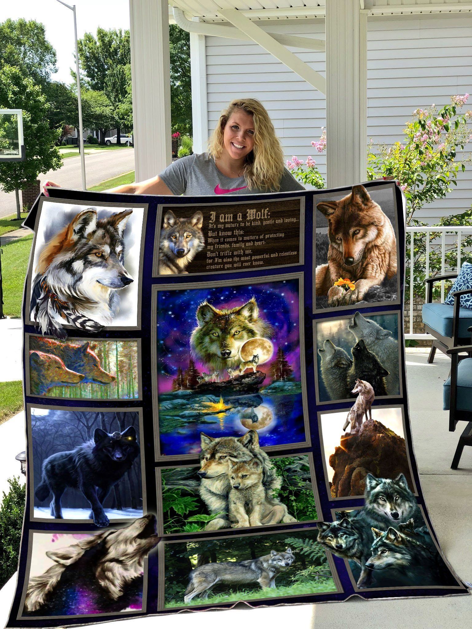 Wolf Sherpa Fleece Blanket