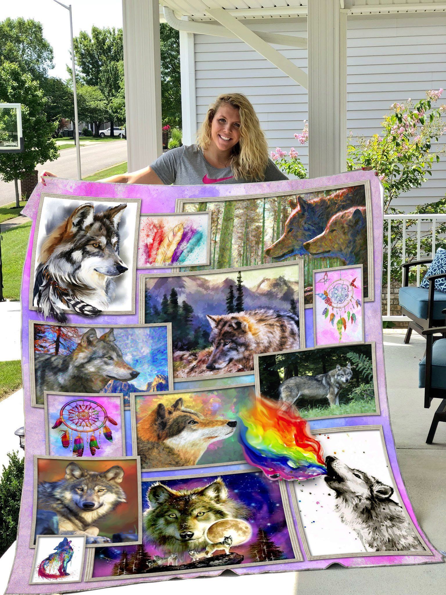 Wolf Sherpa Fleece Blanket