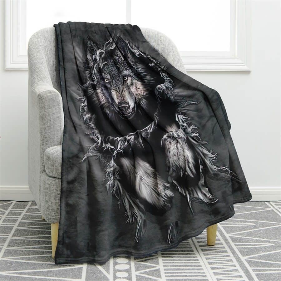Wolf Sherpa Fleece Blanket
