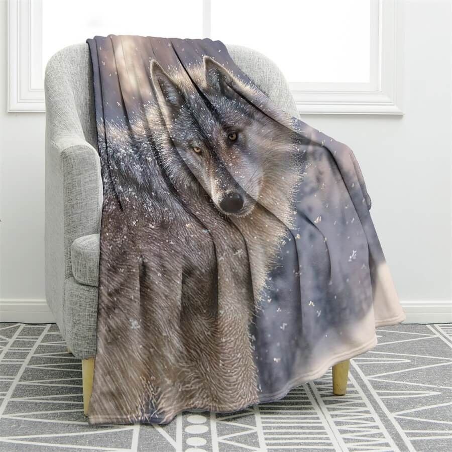 Wolf Sherpa Fleece Blanket