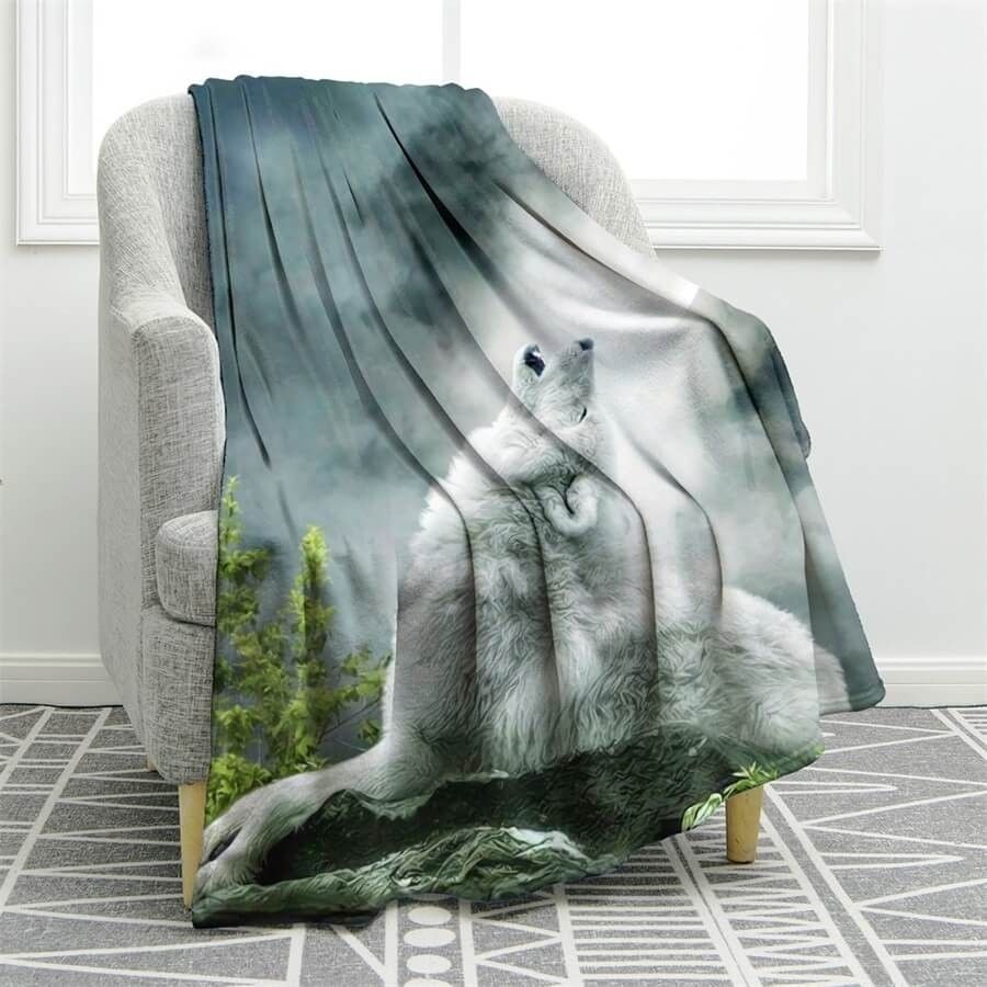 Wolf Sherpa Fleece Blanket