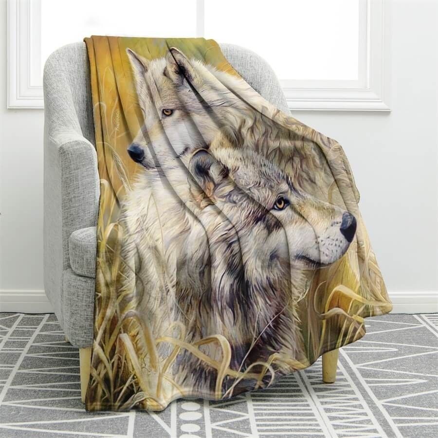Wolf Sherpa Fleece Blanket