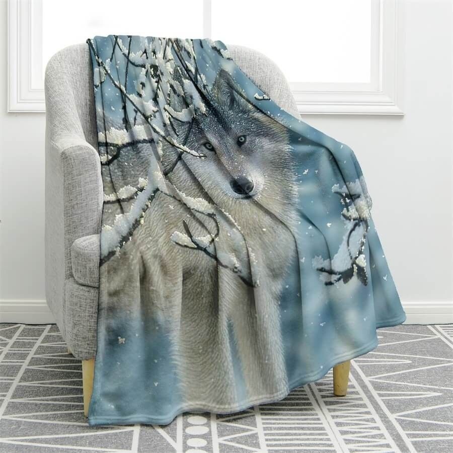Wolf Sherpa Fleece Blanket