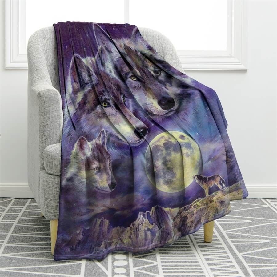 Wolf Sherpa Fleece Blanket