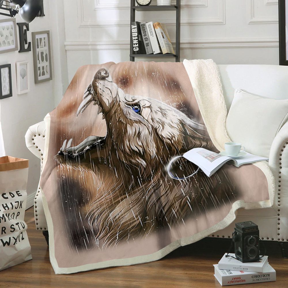 Wolf Sherpa Fleece Blanket
