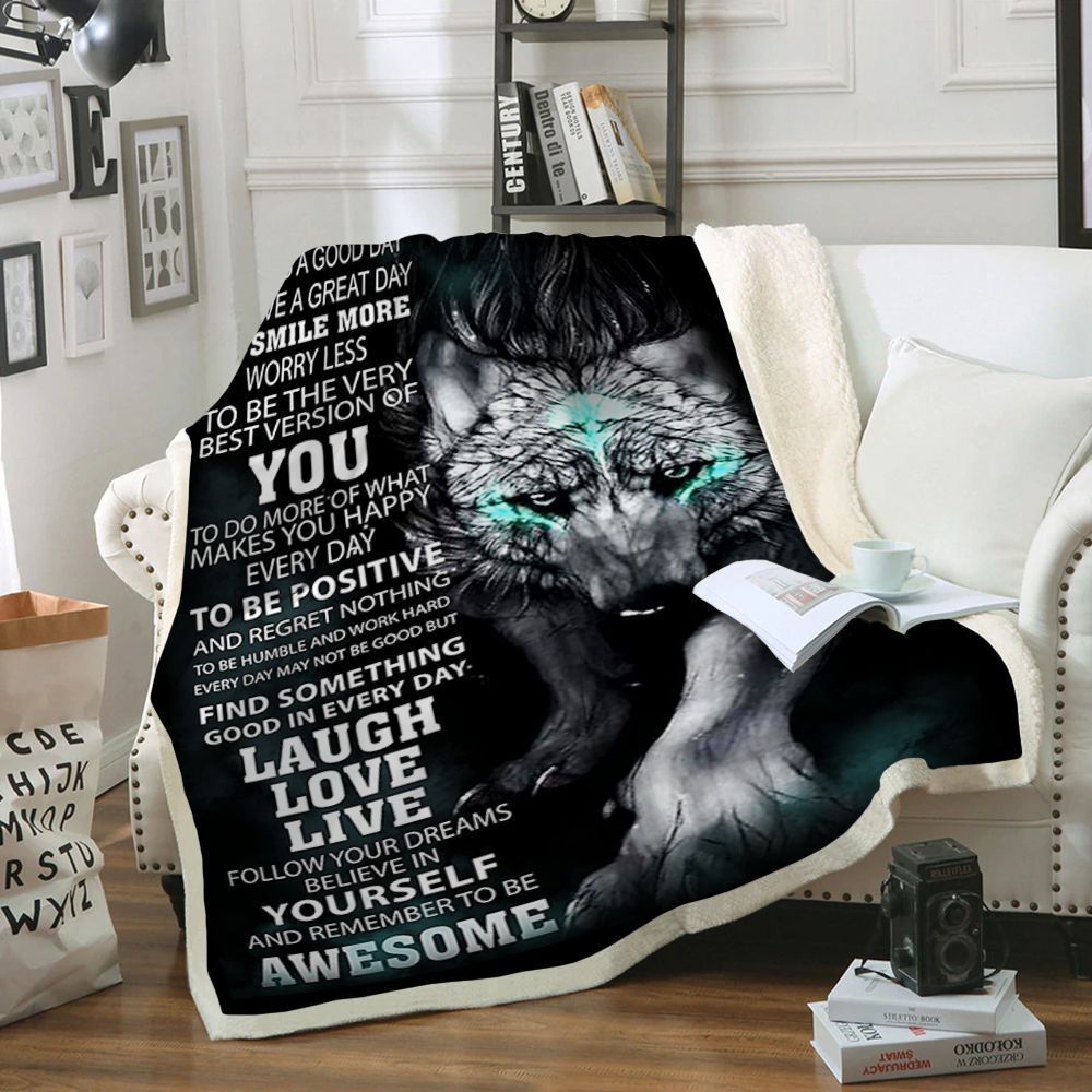 Wolf Sherpa Fleece Blanket