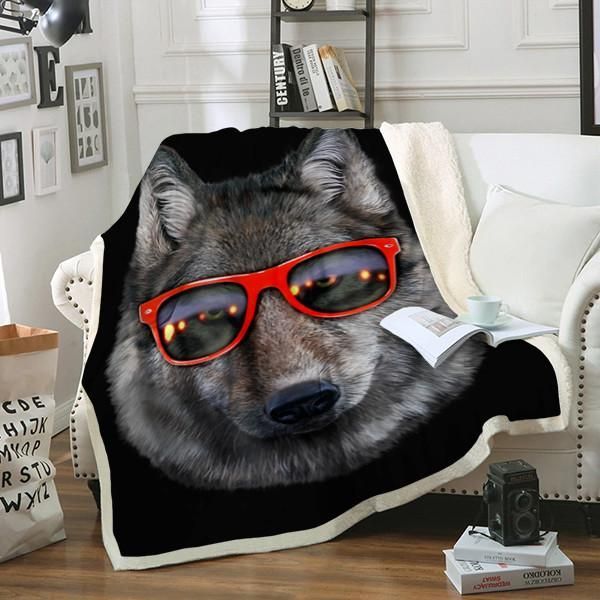 Wolf Sherpa Fleece Blanket