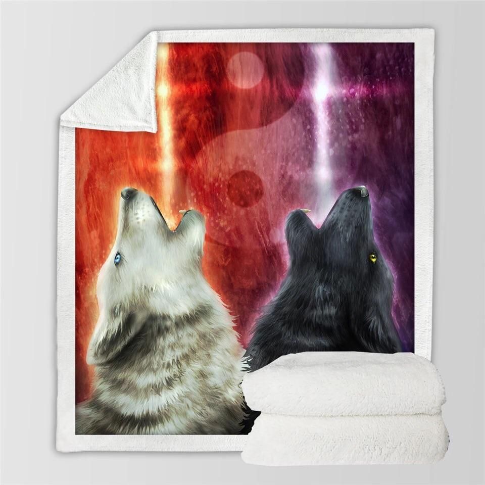 Wolf Sherpa Fleece Blanket