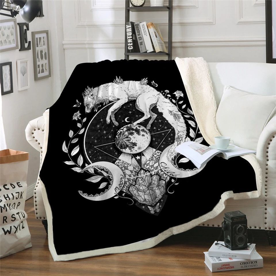 Wolf Sherpa Fleece Blanket