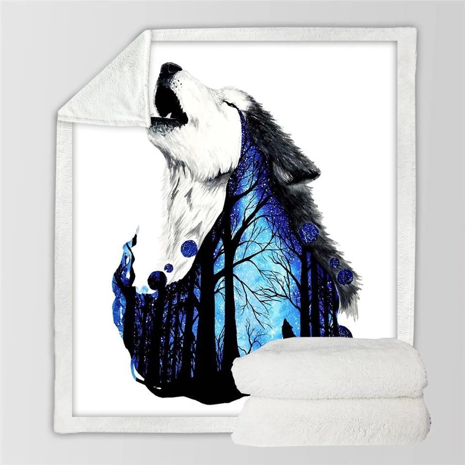 Wolf Sherpa Fleece Blanket