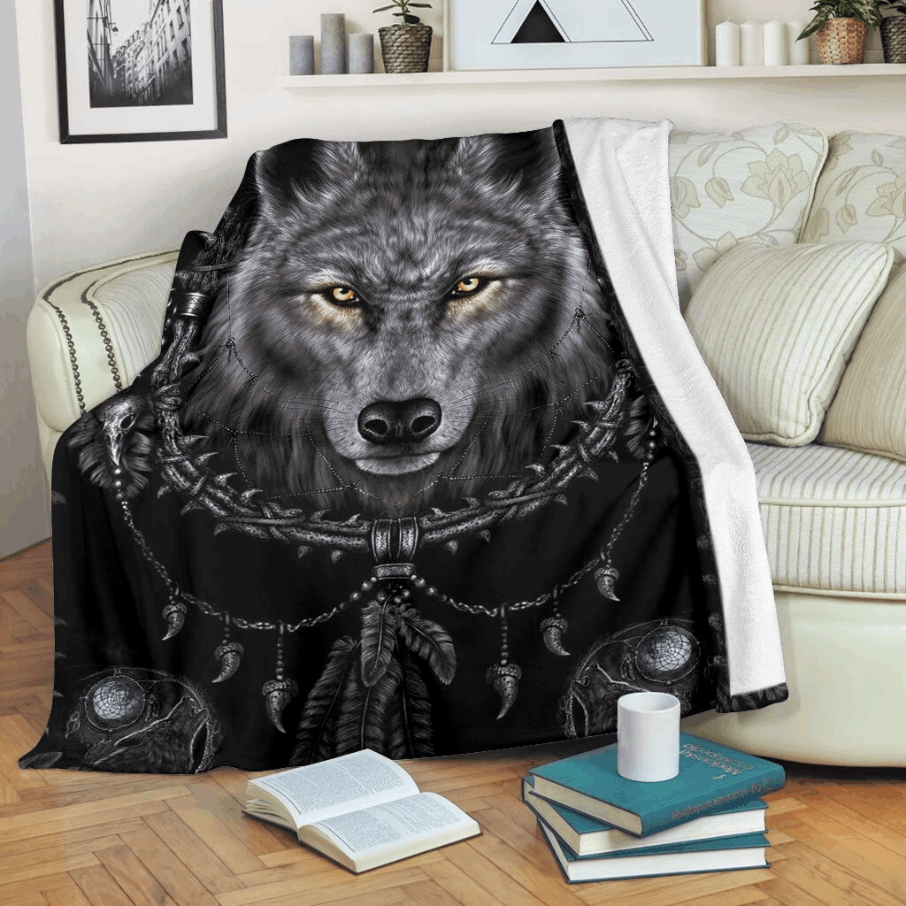 Wolf Sherpa Fleece Blanket