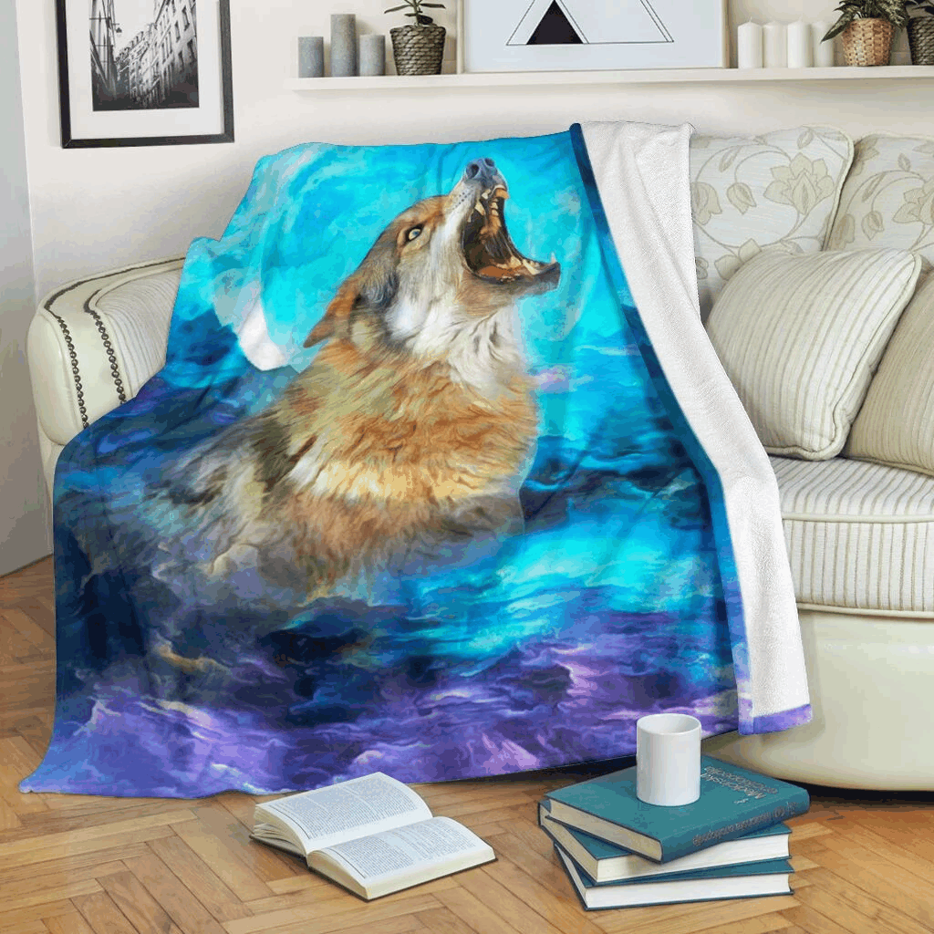 Wolf Sherpa Fleece Blanket