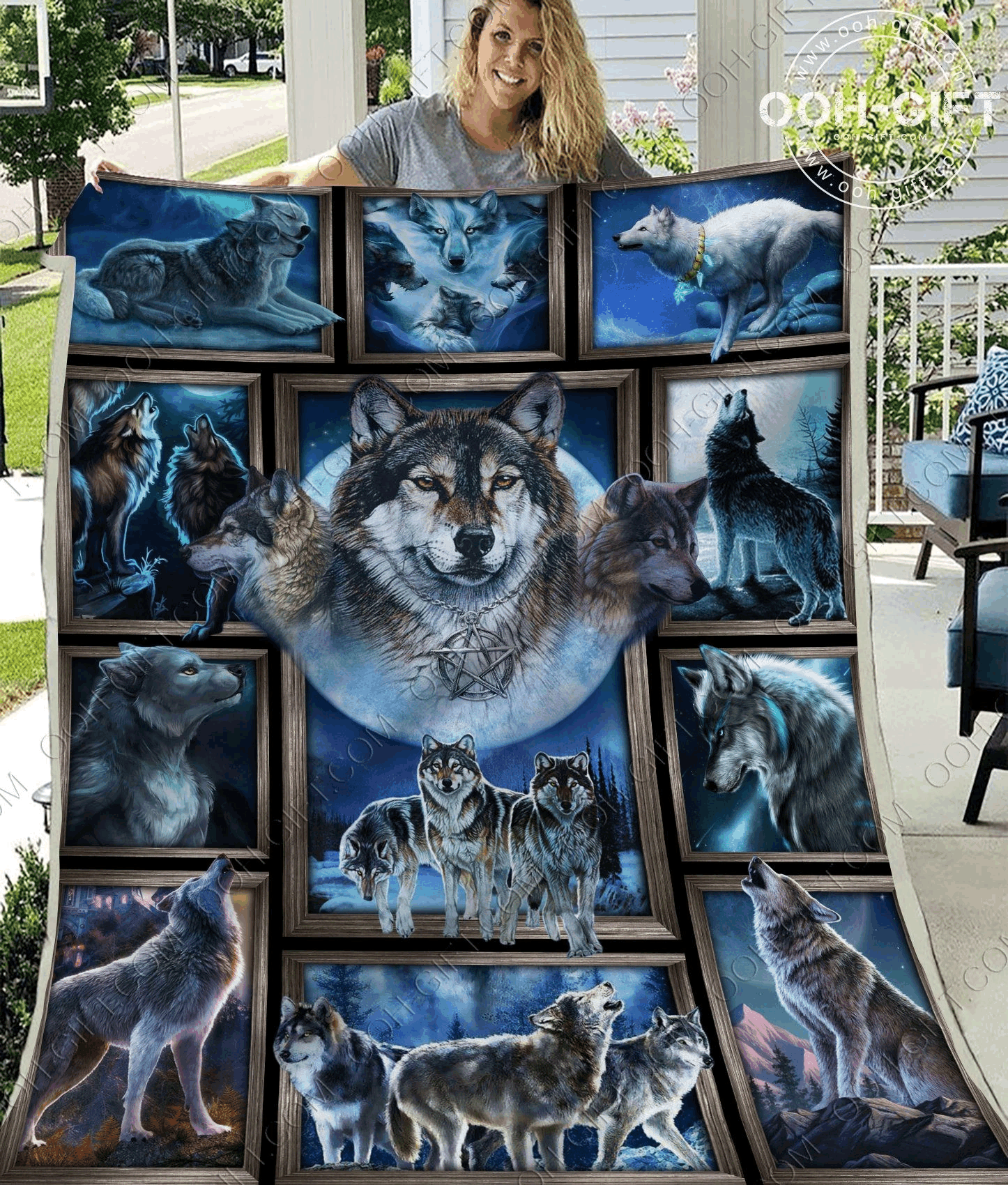 Wolf Sherpa Fleece Blanket