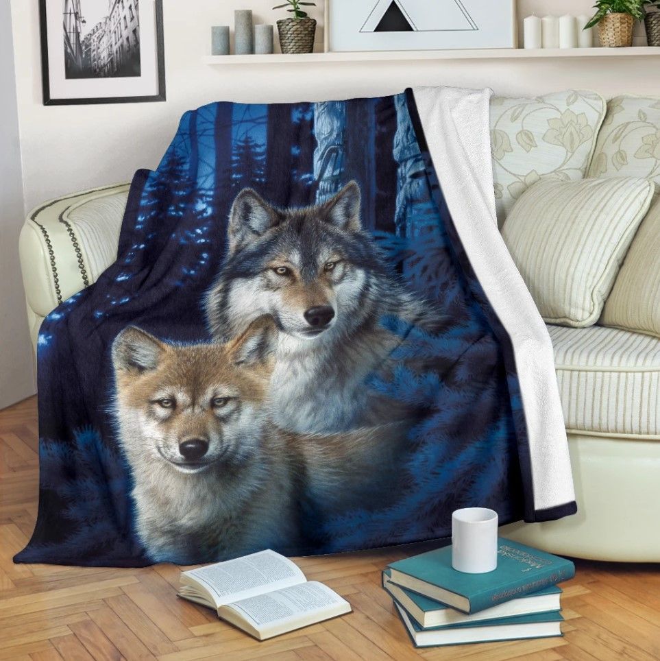 Wolf Sherpa Fleece Blanket