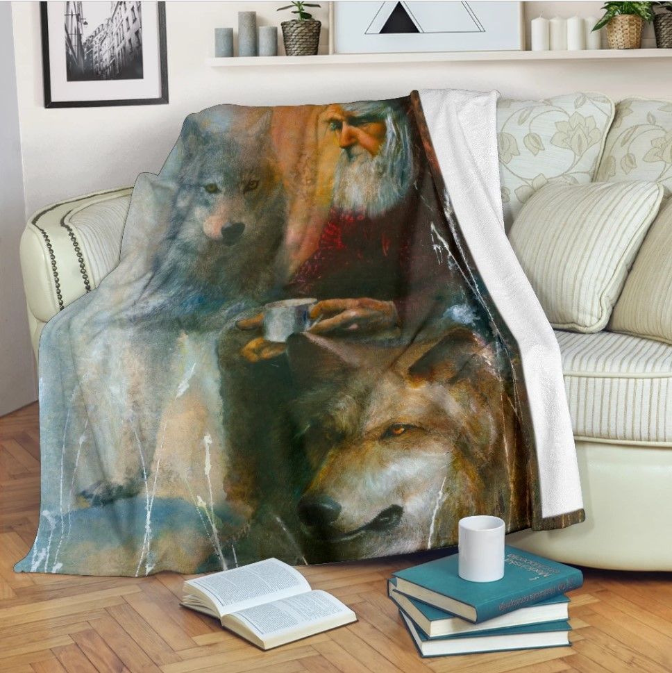 Wolf Sherpa Fleece Blanket