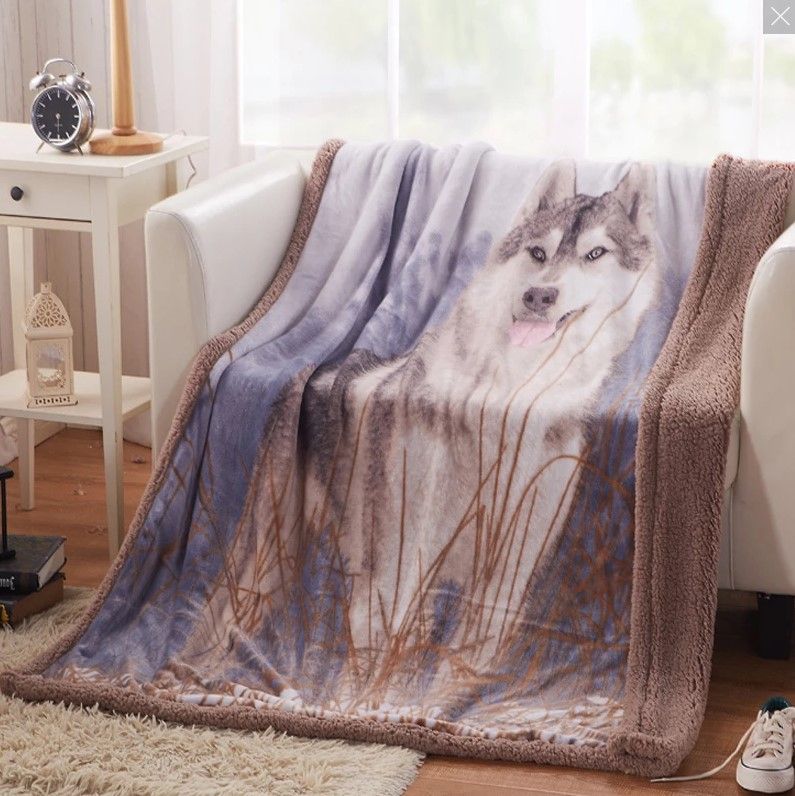 Wolf Sherpa Fleece Blanket