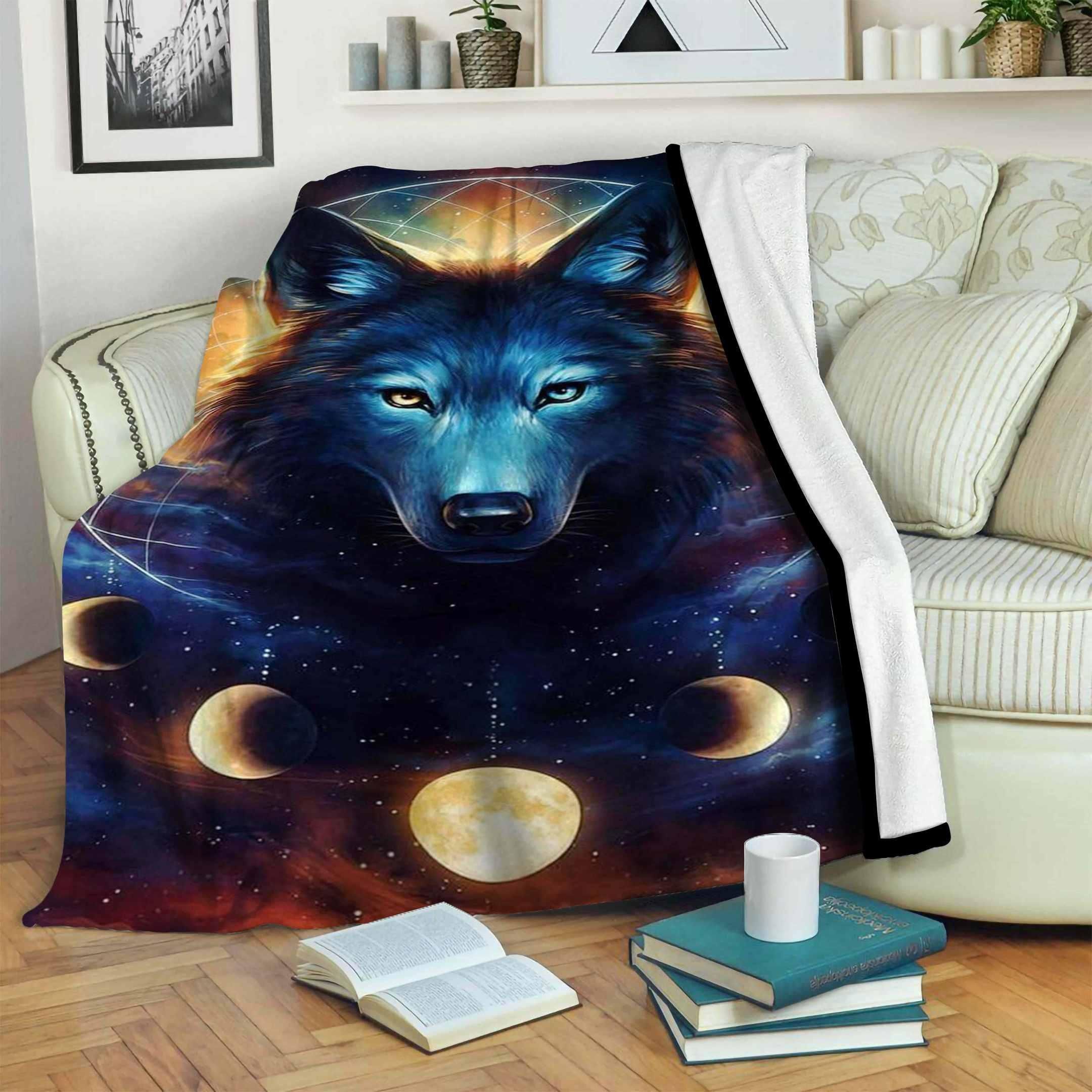 Wolf Sherpa Fleece Blanket