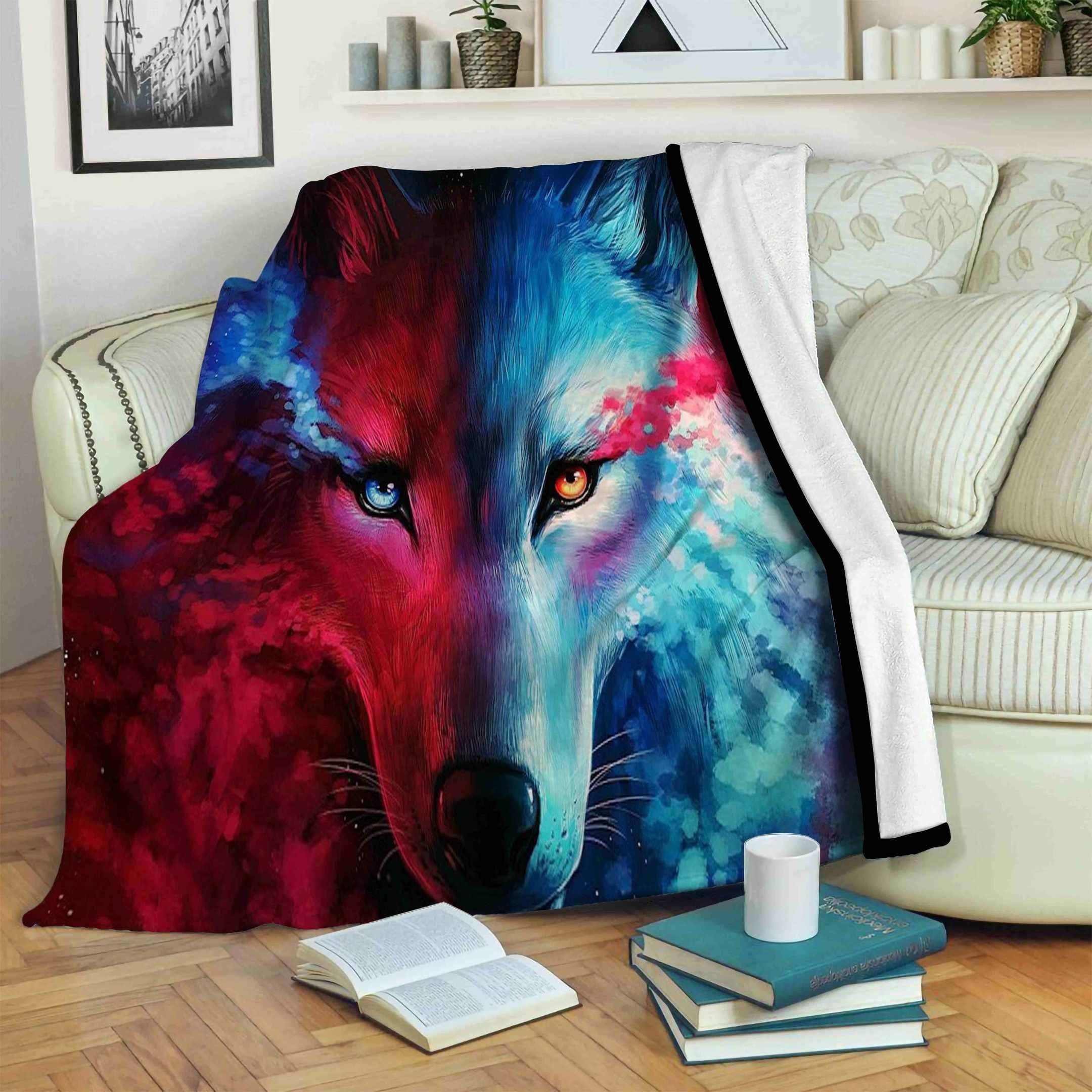 Wolf Sherpa Fleece Blanket
