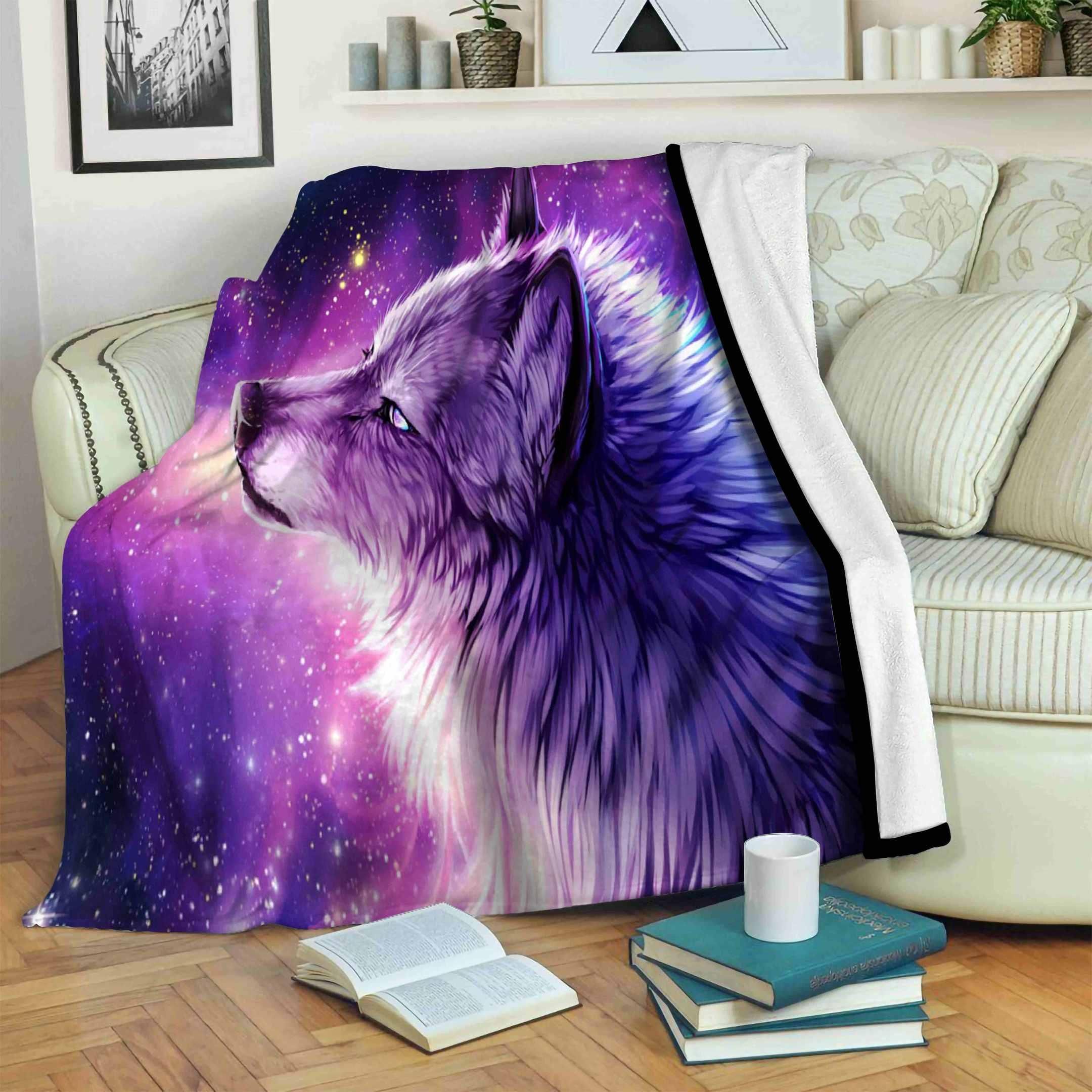 Wolf Sherpa Fleece Blanket