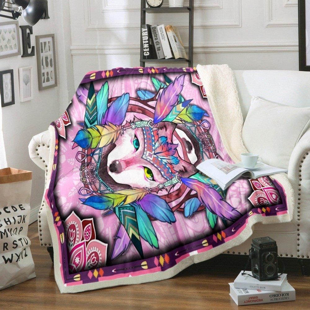 Wolf Sherpa Fleece Blanket