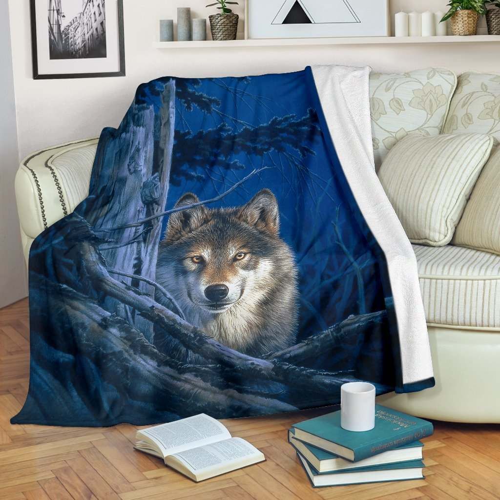 Wolf Sherpa Fleece Blanket