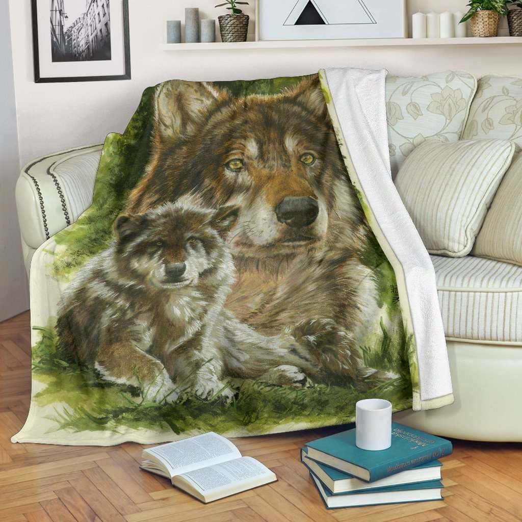 Wolf Sherpa Fleece Blanket