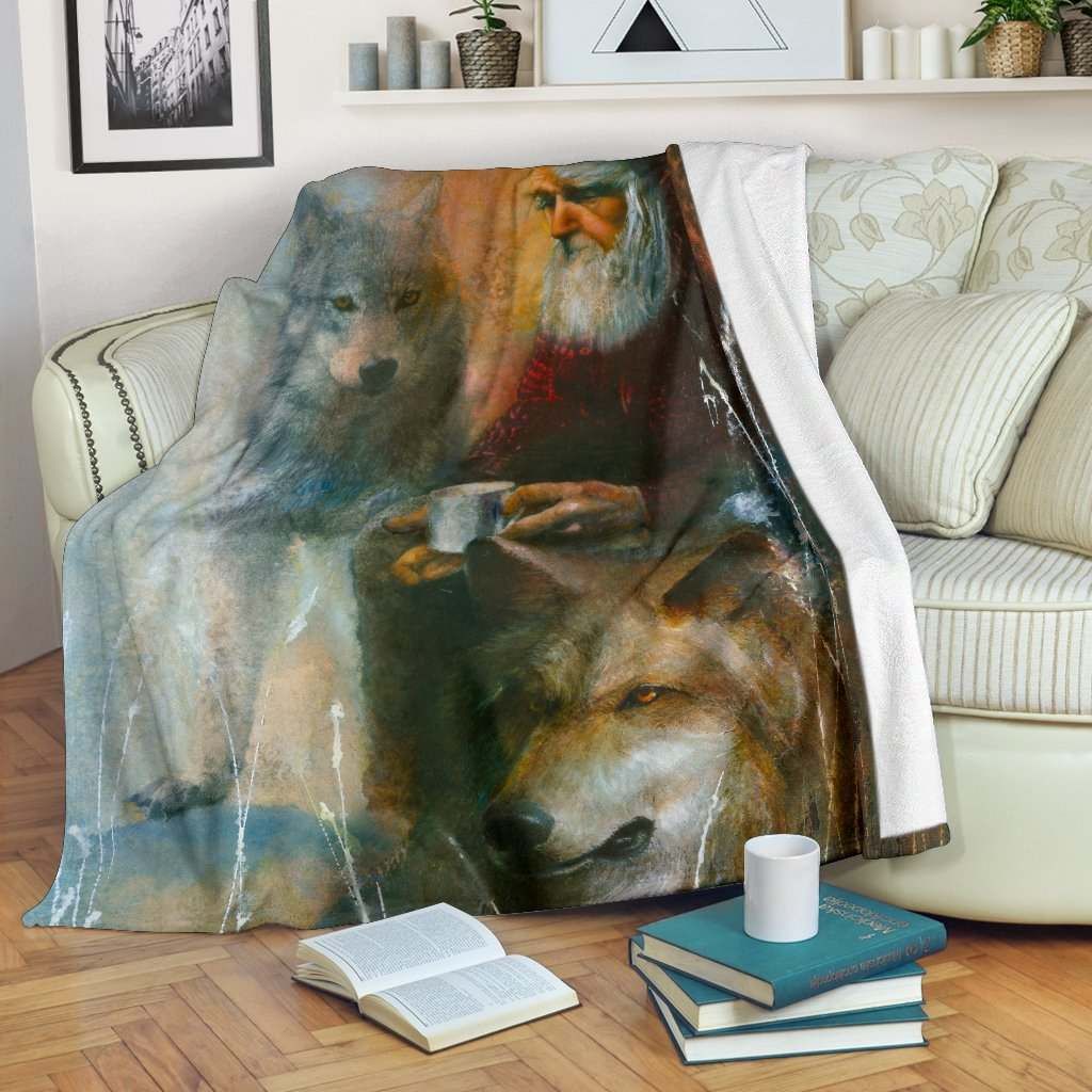 Wolf Sherpa Fleece Blanket