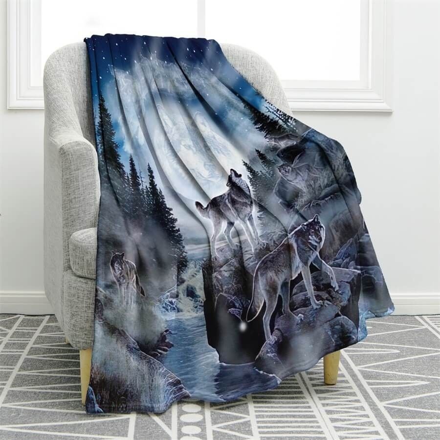 Wolf Sherpa Fleece Blanket