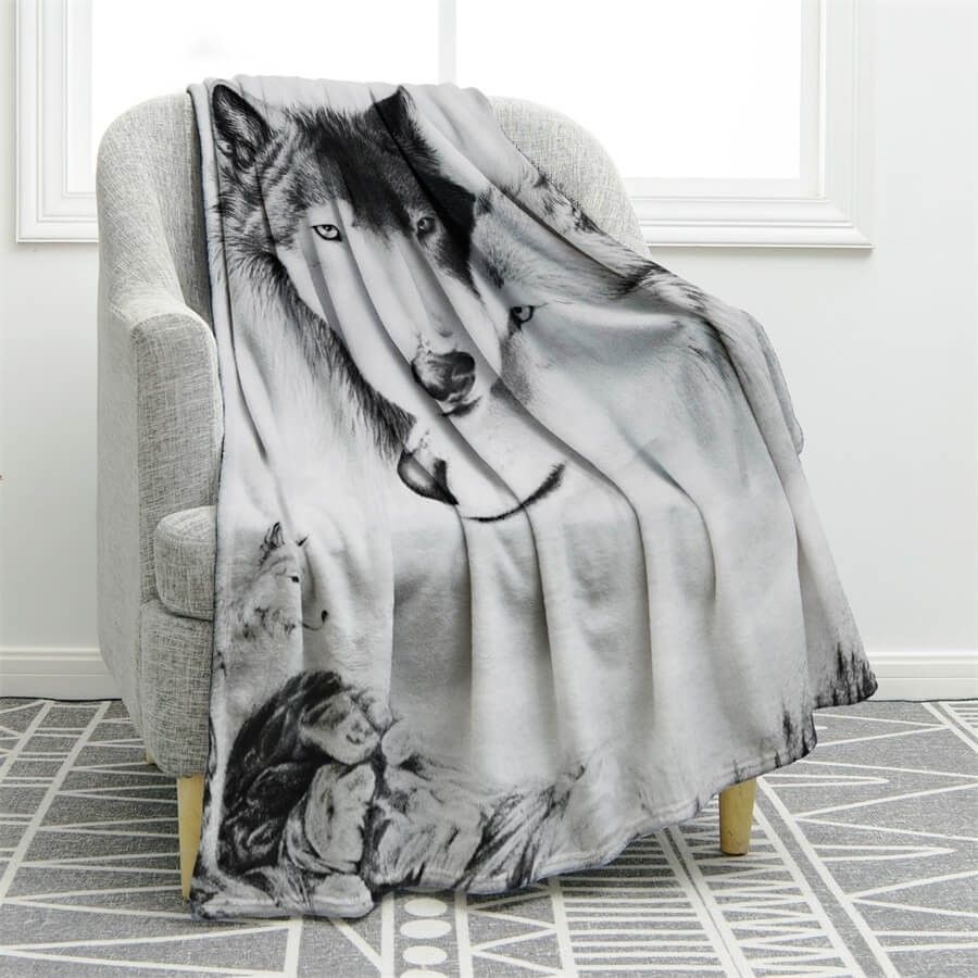 Wolf Sherpa Fleece Blanket