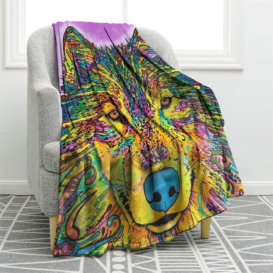 Wolf Sherpa Fleece Blanket