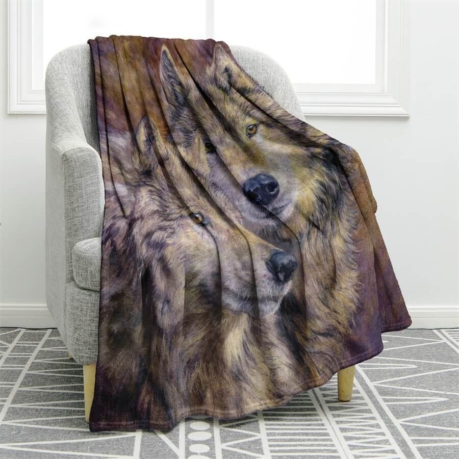 Wolf Sherpa Fleece Blanket