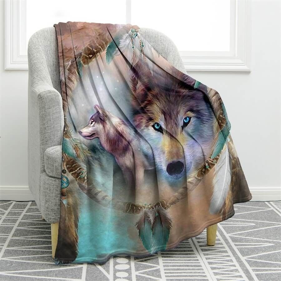 Wolf Sherpa Fleece Blanket
