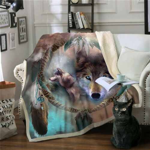 Wolf Sherpa Fleece Blanket