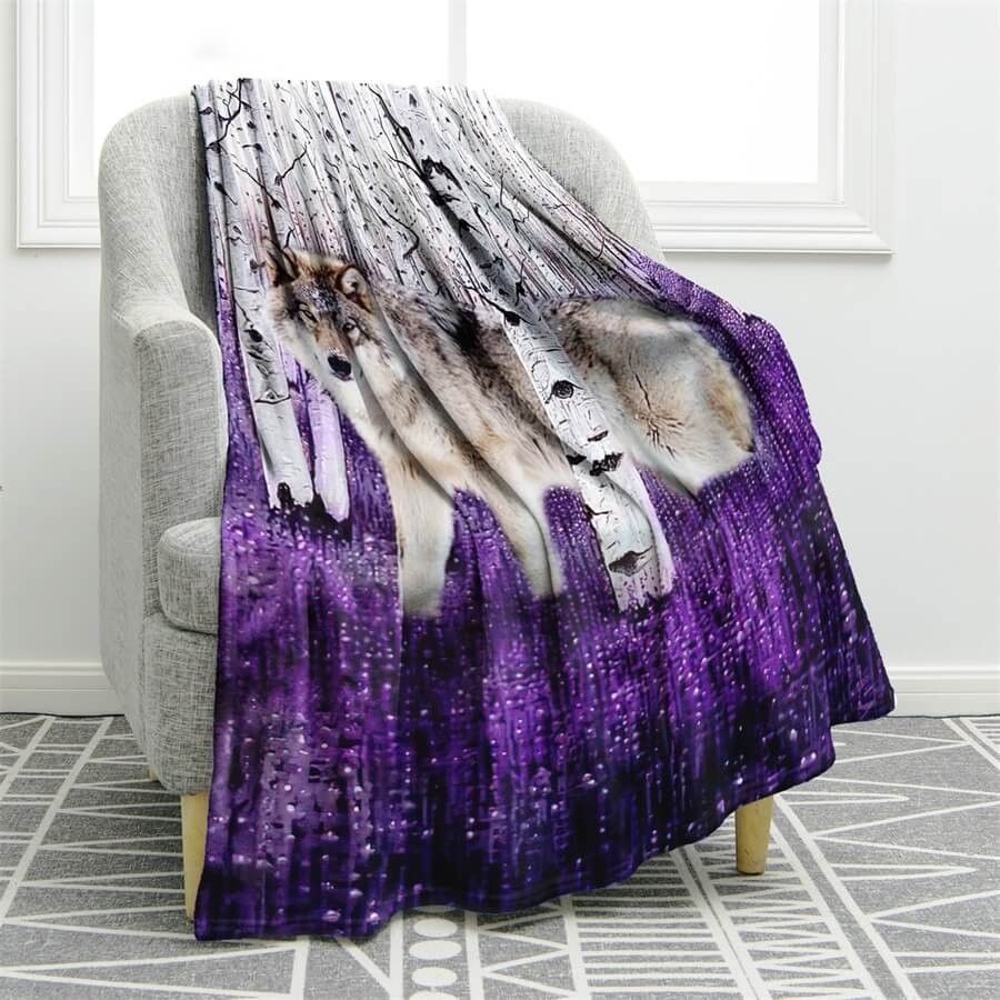 Wolf Sherpa Fleece Blanket