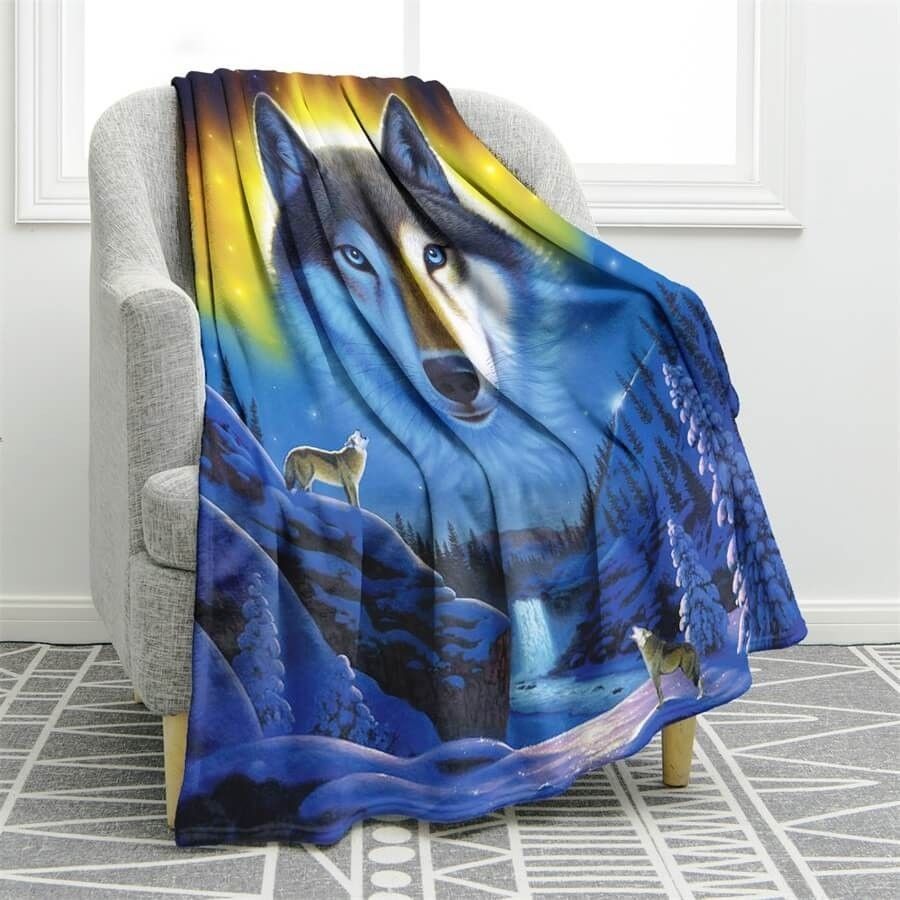 Wolf Sherpa Fleece Blanket