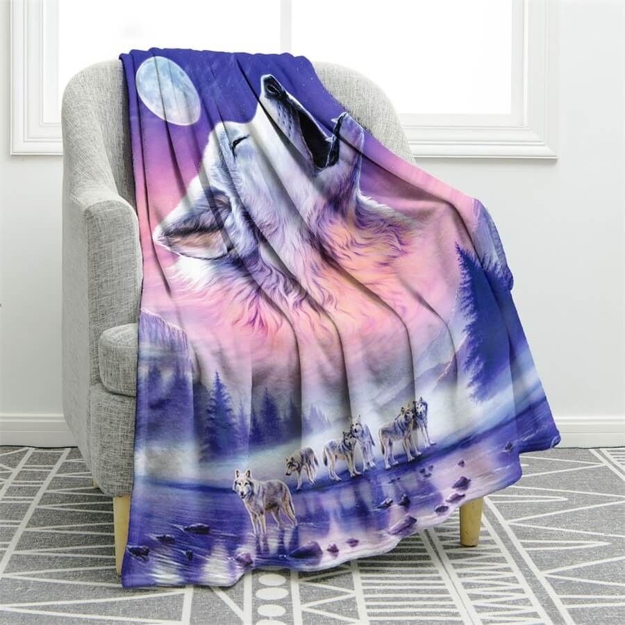 Wolf Sherpa Fleece Blanket