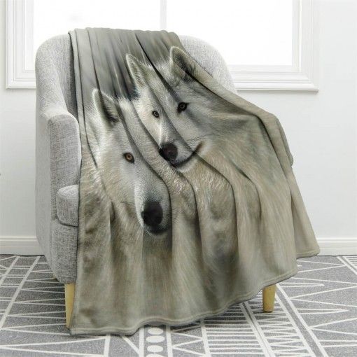 Wolf Sherpa Fleece Blanket