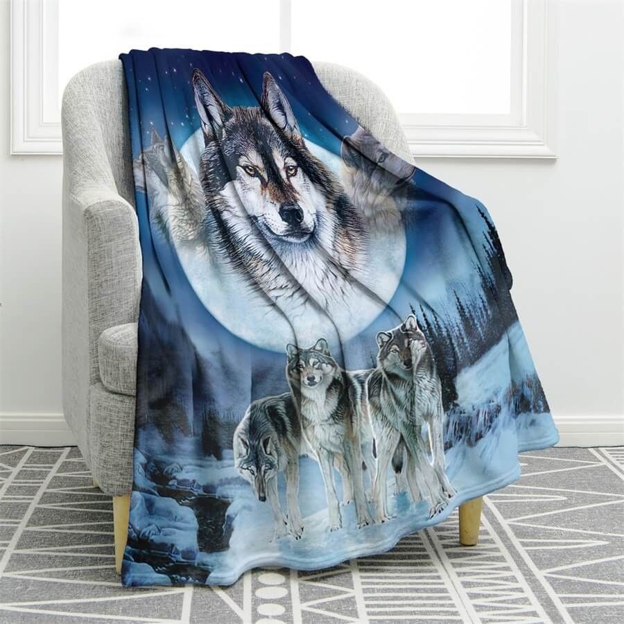 Wolf Sherpa Fleece Blanket