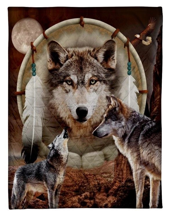 Wolf Sherpa Fleece Blanket
