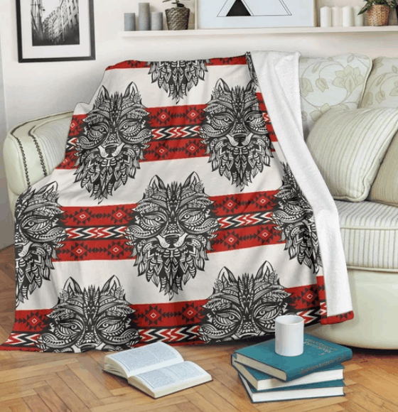 Wolf Sherpa Fleece Blanket