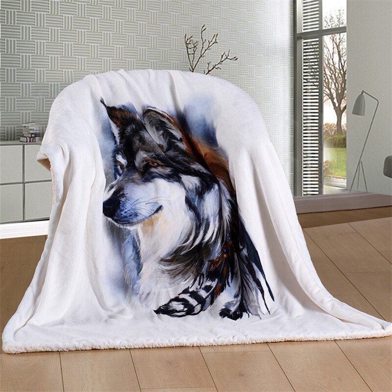 Wolf Sherpa Fleece Blanket