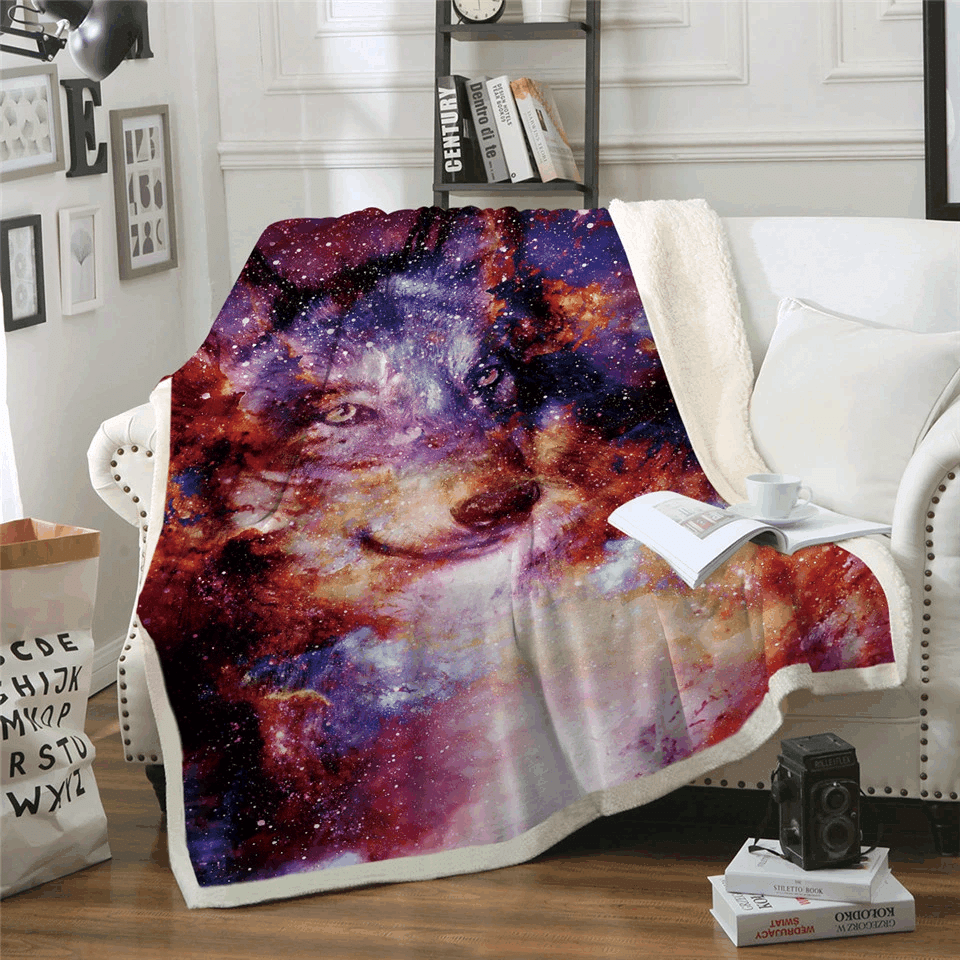 Wolf Sherpa Fleece Blanket