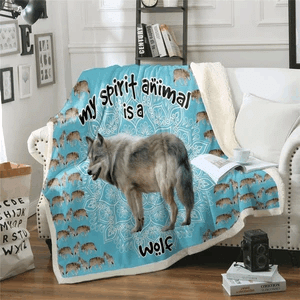 Wolf Sherpa Fleece Blanket