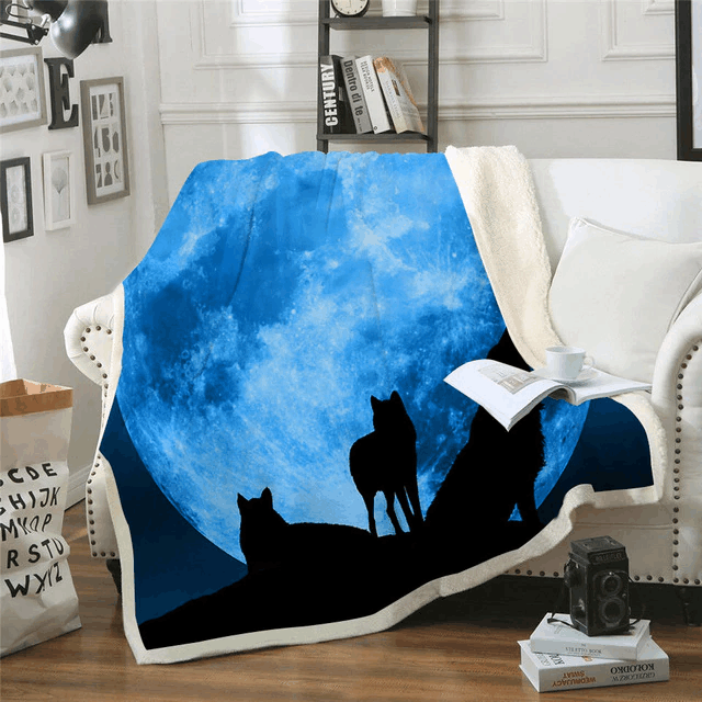 Wolf Sherpa Fleece Blanket